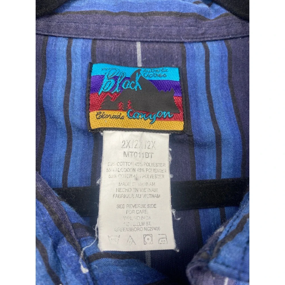 Black Canyon Western Button Down Shirt Mens 2X Blue Purple Striped Long Sleeve